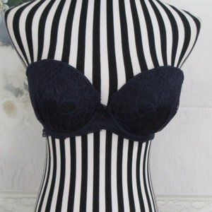 H&M Blue Lace Padded Strapless Underwire
